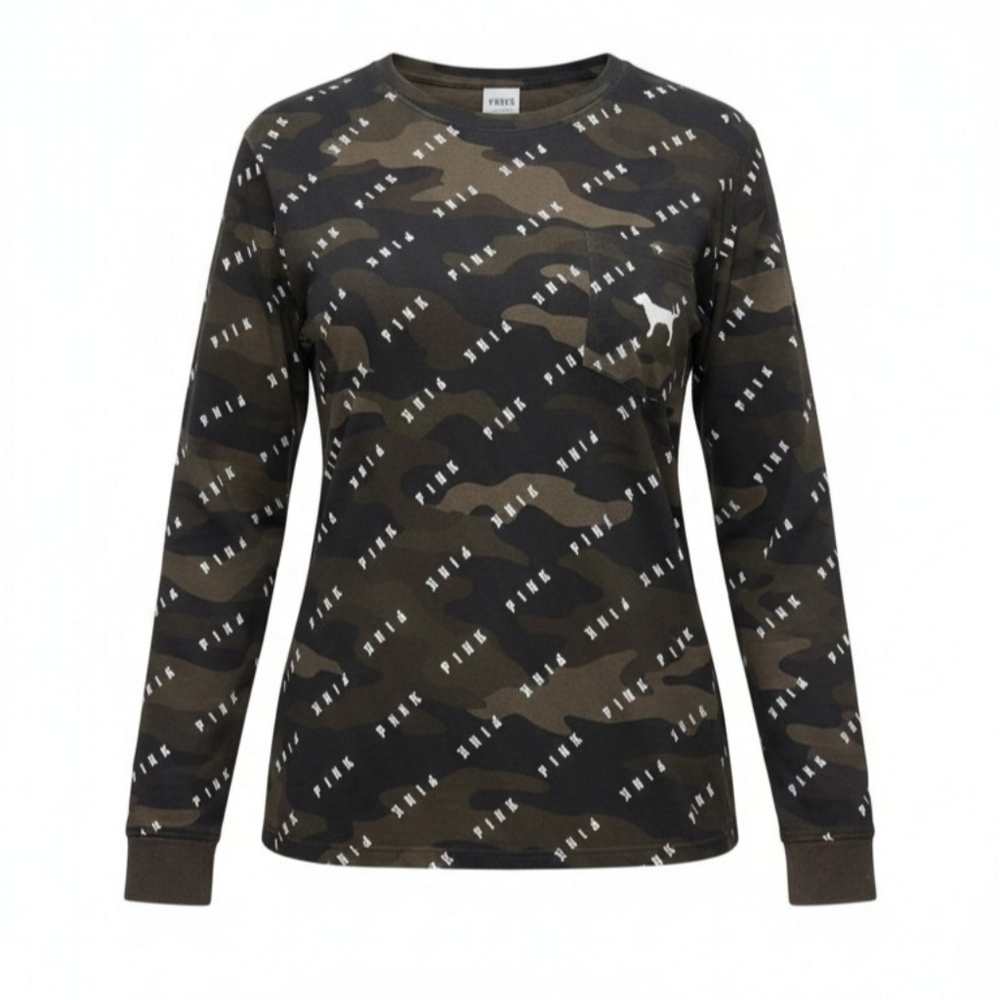 VS PINK Camo Campus Long-sleeve Tee